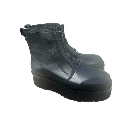 UGG CITYFUNC ZIP BLACK LEATHER PLATFORM BOOTS, WOMEN US 10. - Picture 2 of 6